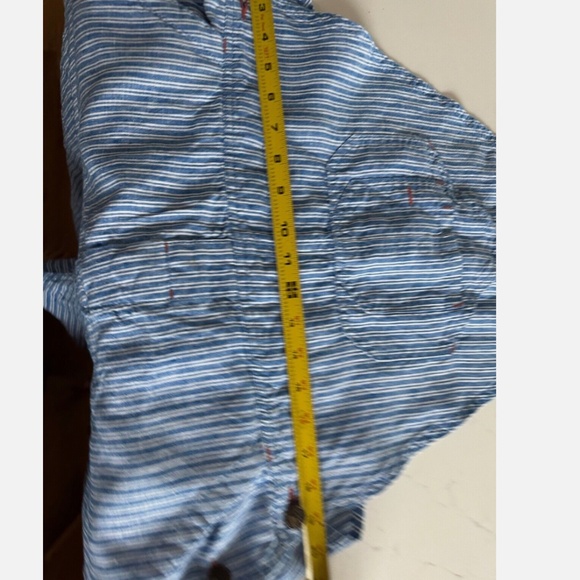 FAHERTY Linen Topsail Railroad Blue Stripe Mechanic Overalls Straight Leg Large - Picture 11 of 14